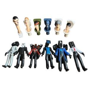 [12 Pcs Set] Skibidi Toilet Titan Speakerman Action Figure Toys Stand Model Doll